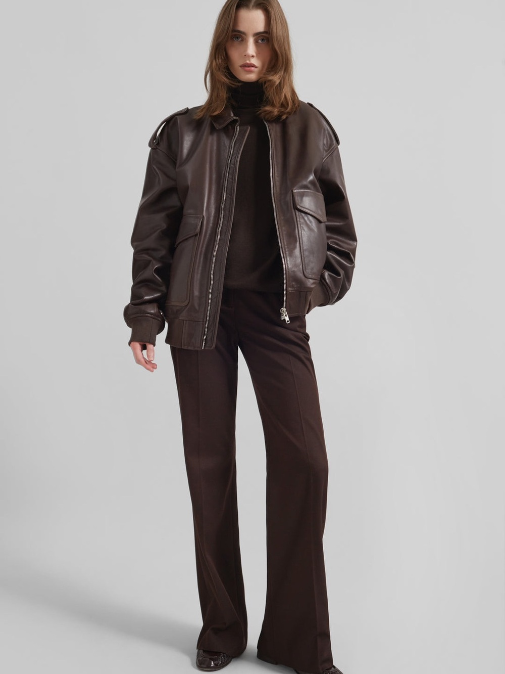 The Frankie Shop VIPER LEATHER JACKET - BROWN - Picture 5 of 17